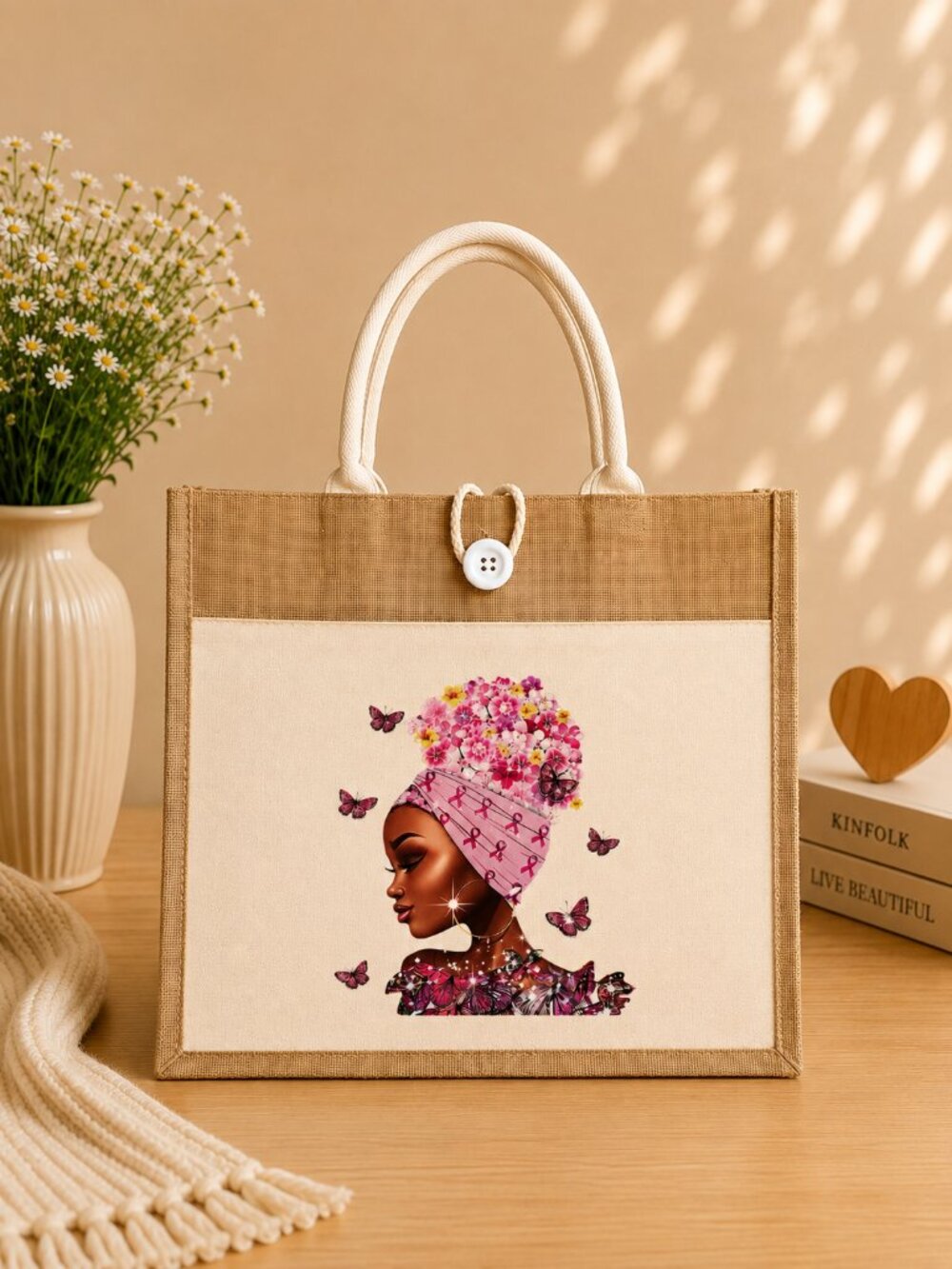 Floral Butterfly Fashion Tote Bag